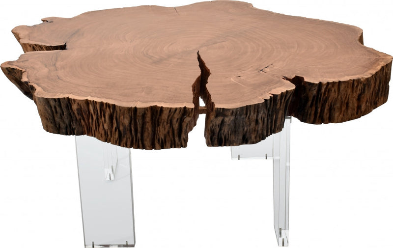 Woodland Acacia Wood Top And Acrylic Base Coffee Table in Natural - 258-CT