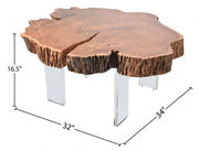 Woodland Acacia Wood Top And Acrylic Base Coffee Table in Natural - 258-CT