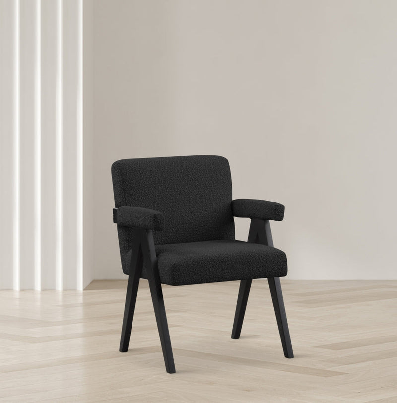Woodloch Boucle Fabric Upholstered Accent Chair in Black - 481Black