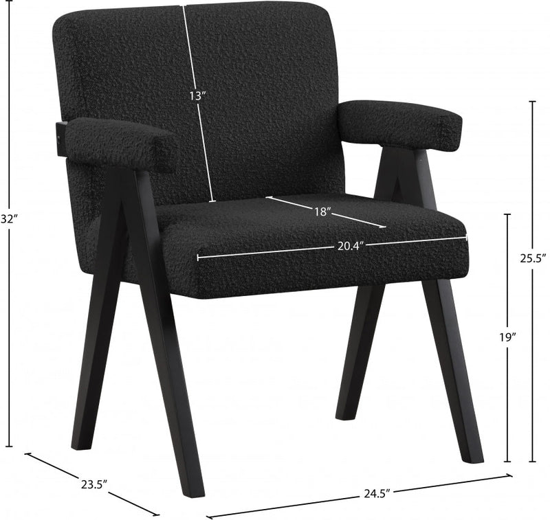 Woodloch Boucle Fabric Upholstered Accent Chair in Black - 481Black