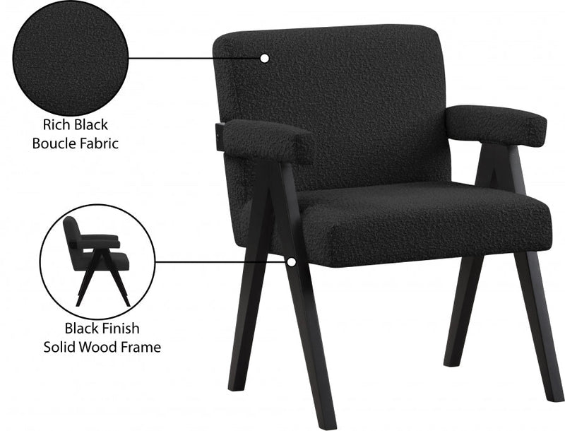 Woodloch Boucle Fabric Upholstered Accent Chair in Black - 481Black
