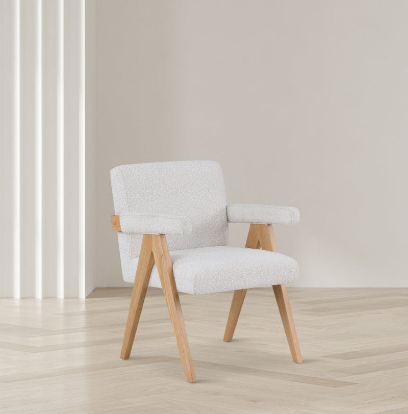 Woodloch Boucle Fabric Upholstered Accent Chair in Cream - 480Cream