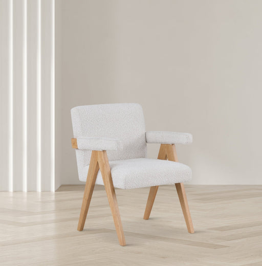 Woodloch Boucle Fabric Upholstered Accent Chair in Cream - 480Cream