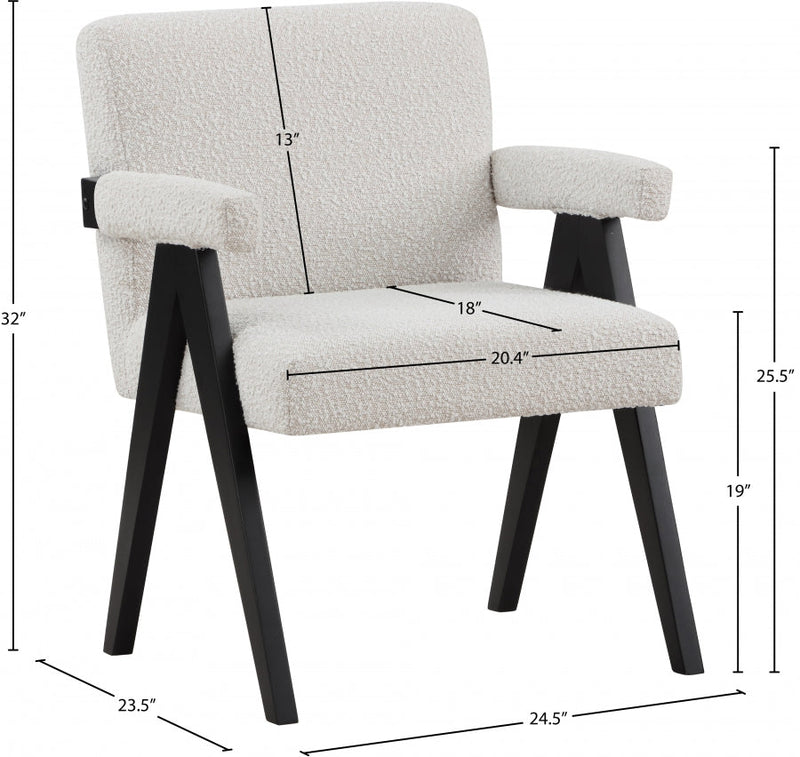 Woodloch Boucle Fabric Upholstered Accent Chair in Cream - 481Cream
