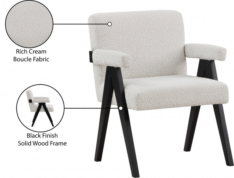 Woodloch Boucle Fabric Upholstered Accent Chair in Cream - 481Cream