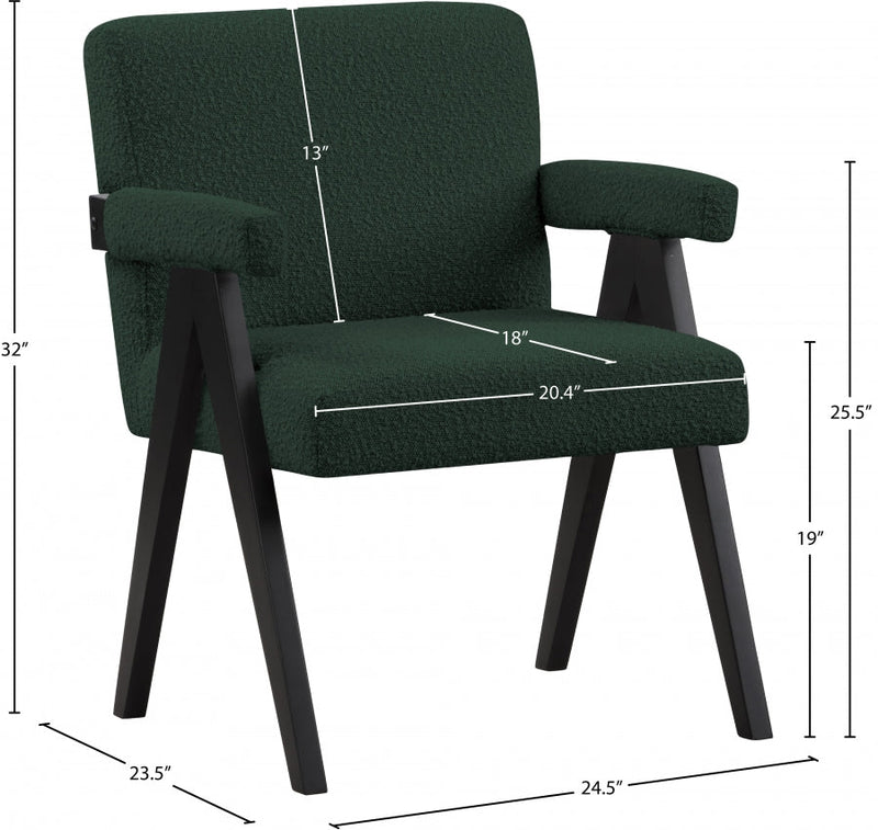 Woodloch Boucle Fabric Upholstered Accent Chair in Green - 481Green