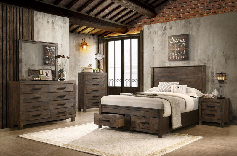 Woodmont Eastern King Storage Bed Rustic Golden Brown - 222631KE