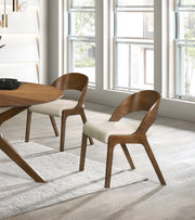 Woodson Linen Textured Fabric Upholstered Dining Chair in Beige, Set of 2 - 868Beige-C
