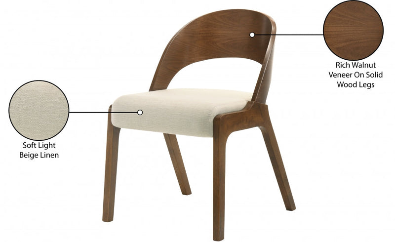 Woodson Linen Textured Fabric Upholstered Dining Chair in Beige, Set of 2 - 868Beige-C