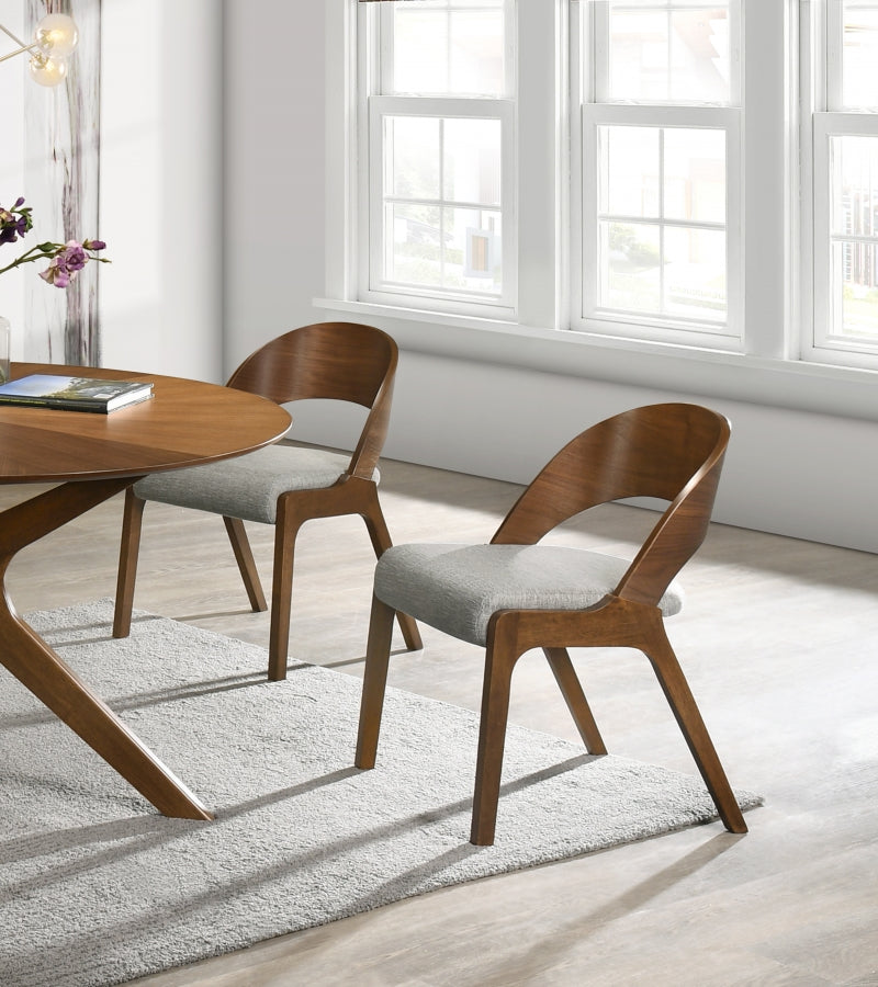 Woodson Linen Textured Fabric Upholstered Dining Chair in Grey, Set of 2 - 868Grey-C