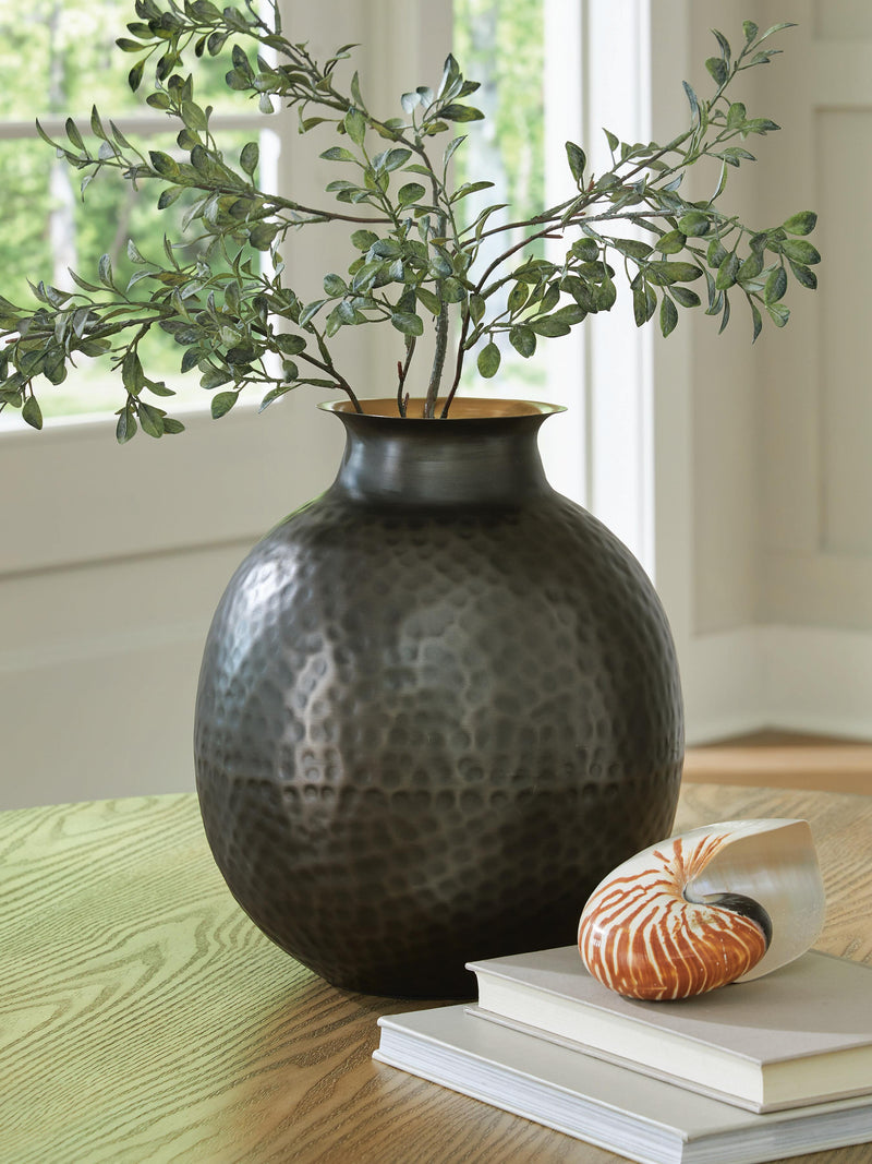 Woody Pewter/Gold Finish Vase - A2000844