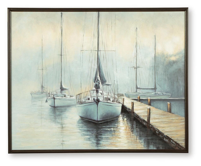 Worthney Blue/White/Brown Wall Art - A8000457