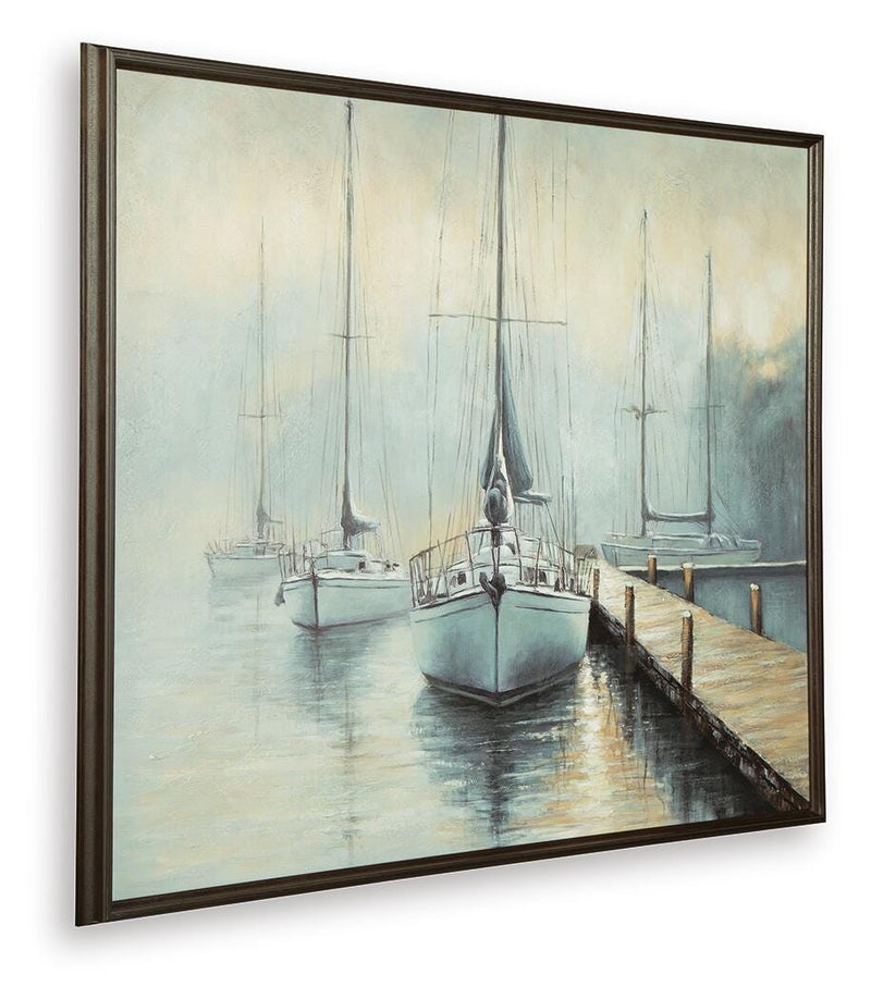 Worthney Blue/White/Brown Wall Art - A8000457