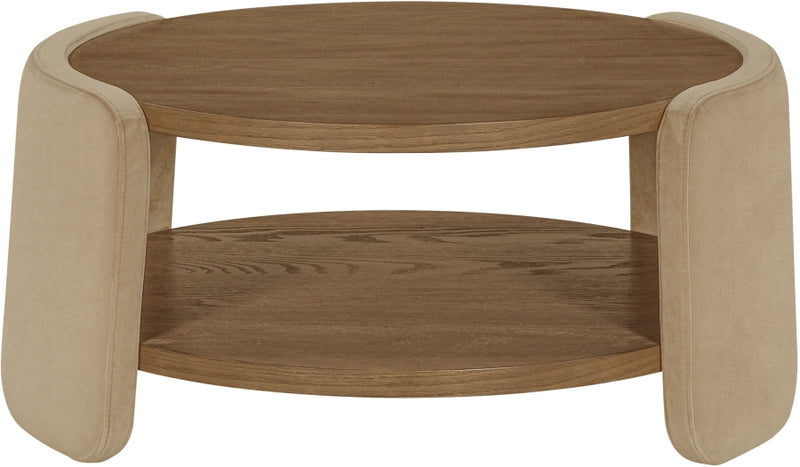 Wren Velvet And Oak Veneer Coffee Table in Beige - 22060Beige-CT