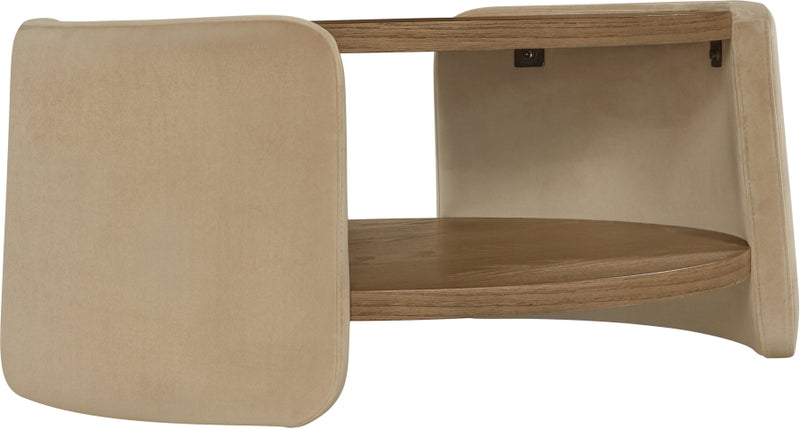 Wren Velvet And Oak Veneer Coffee Table in Beige - 22060Beige-CT