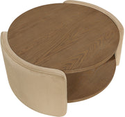 Wren Velvet And Oak Veneer Coffee Table in Beige - 22060Beige-CT