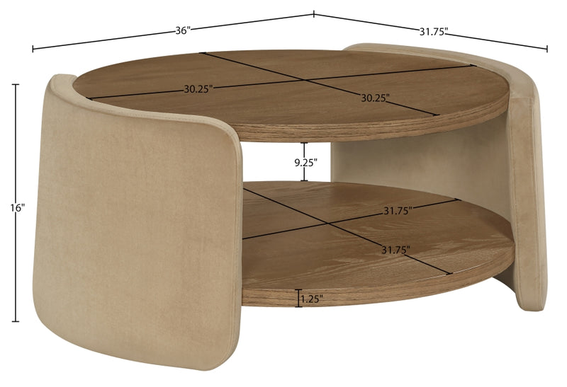 Wren Velvet And Oak Veneer Coffee Table in Beige - 22060Beige-CT