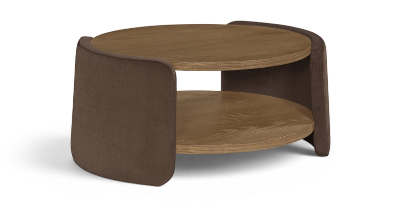 Wren Velvet And Oak Veneer Coffee Table in Brown - 22060Brown-CT