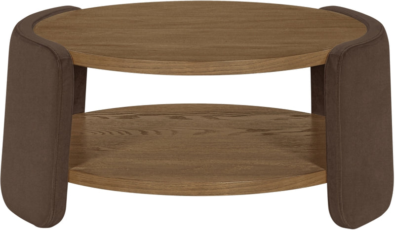 Wren Velvet And Oak Veneer Coffee Table in Brown - 22060Brown-CT