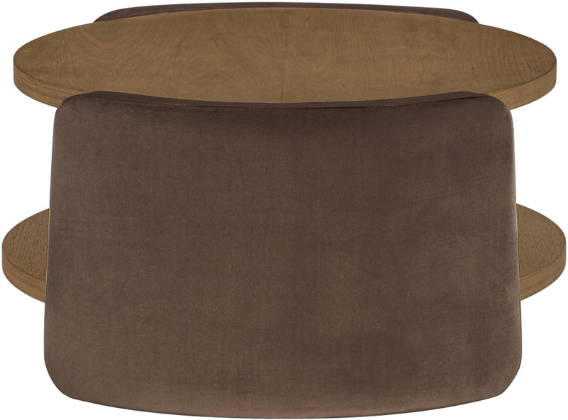 Wren Velvet And Oak Veneer Coffee Table in Brown - 22060Brown-CT