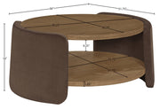 Wren Velvet And Oak Veneer Coffee Table in Brown - 22060Brown-CT