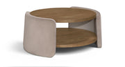 Wren Velvet And Oak Veneer Coffee Table in Taupe - 22060Taupe-CT