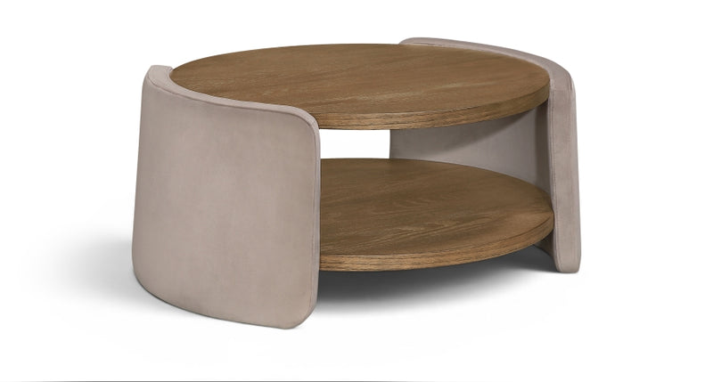 Wren Velvet And Oak Veneer Coffee Table in Taupe - 22060Taupe-CT