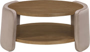 Wren Velvet And Oak Veneer Coffee Table in Taupe - 22060Taupe-CT