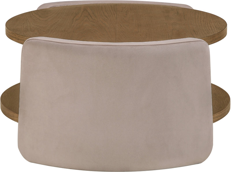Wren Velvet And Oak Veneer Coffee Table in Taupe - 22060Taupe-CT