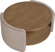 Wren Velvet And Oak Veneer Coffee Table in Taupe - 22060Taupe-CT