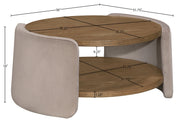 Wren Velvet And Oak Veneer Coffee Table in Taupe - 22060Taupe-CT