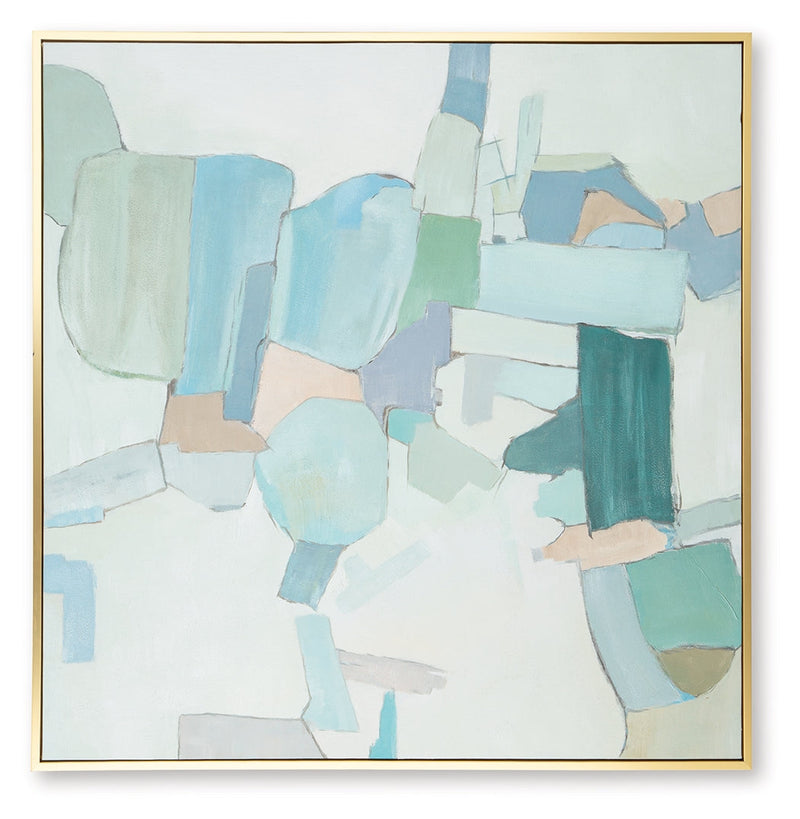 Wynburn White/Blue/Green Wall Art - A8000442