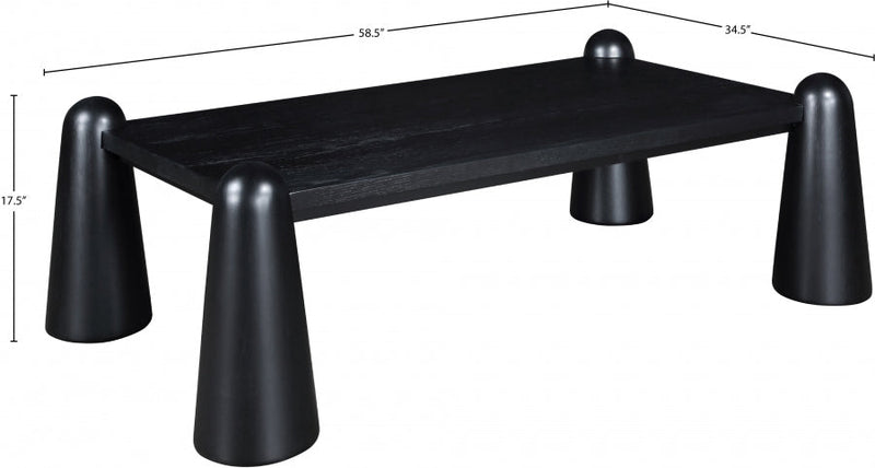 Wyndham Solid Wood And Oak Veneer Coffee Table in Black - 99024Black-CT