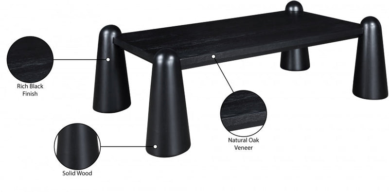 Wyndham Solid Wood And Oak Veneer Coffee Table in Black - 99024Black-CT