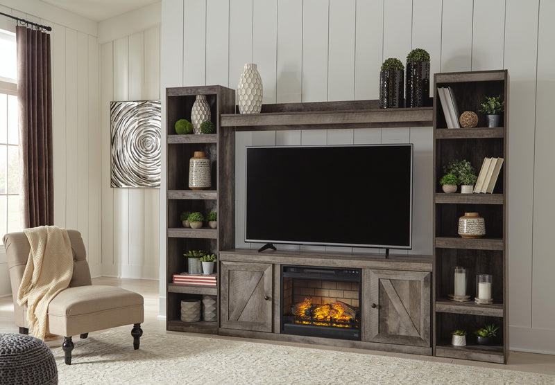 Wynnlow Gray 4-Piece Entertainment Center with Electric Fireplace - EW0440W8