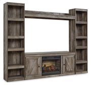 Wynnlow Gray 4-Piece Entertainment Center with Electric Fireplace - EW0440W8