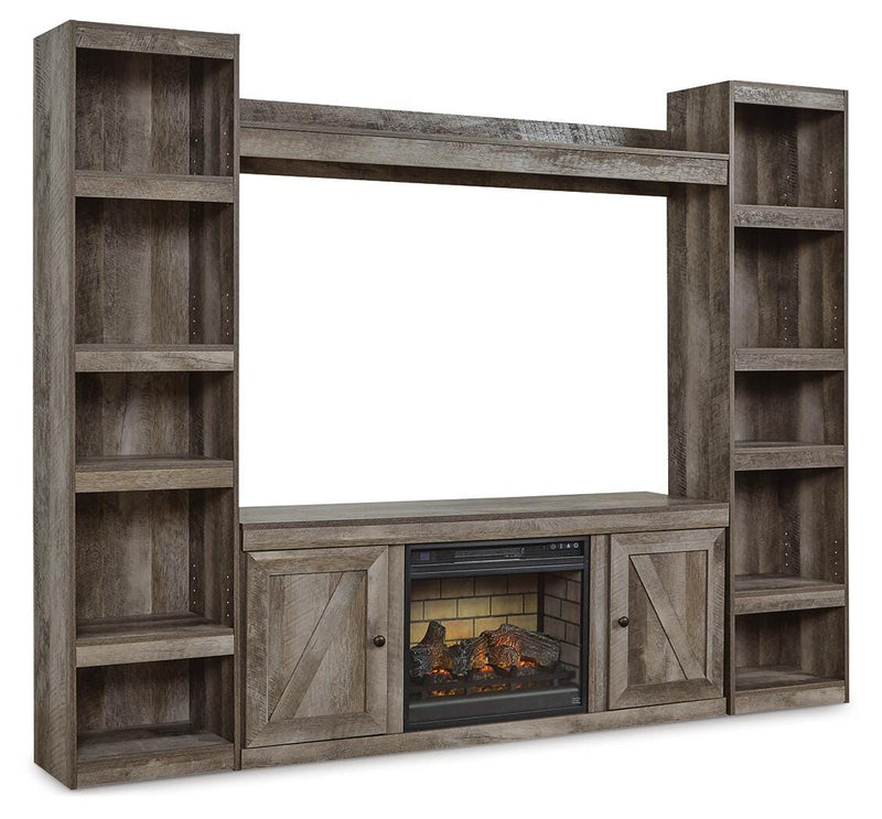 Wynnlow Gray 4-Piece Entertainment Center with Electric Fireplace - EW0440W8