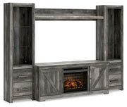 Wynnlow Gray 4-Piece Entertainment Center with Electric Fireplace - W440W8
