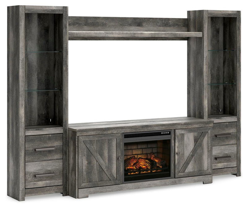Wynnlow Gray 4-Piece Entertainment Center with Electric Fireplace - W440W8