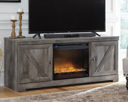 Wynnlow Gray 63" TV Stand with Electric Fireplace - W440W4