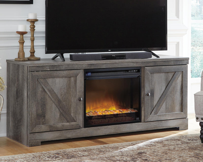 Wynnlow Gray 63" TV Stand with Electric Fireplace - W440W4