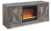 Wynnlow Gray 63" TV Stand with Electric Fireplace - W440W4
