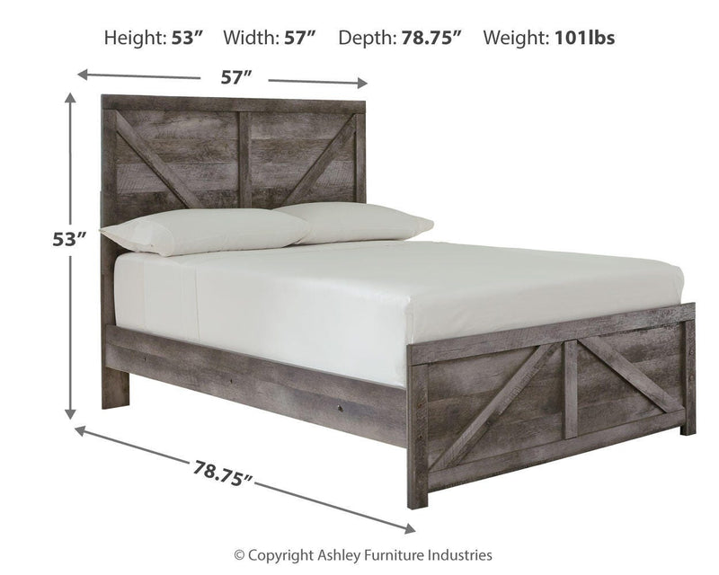 Wynnlow Gray Full Crossbuck Panel Bed and 2 Chests - B440B40