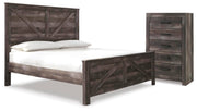 Wynnlow Gray King Crossbuck Panel Bed and Chest - B440B43