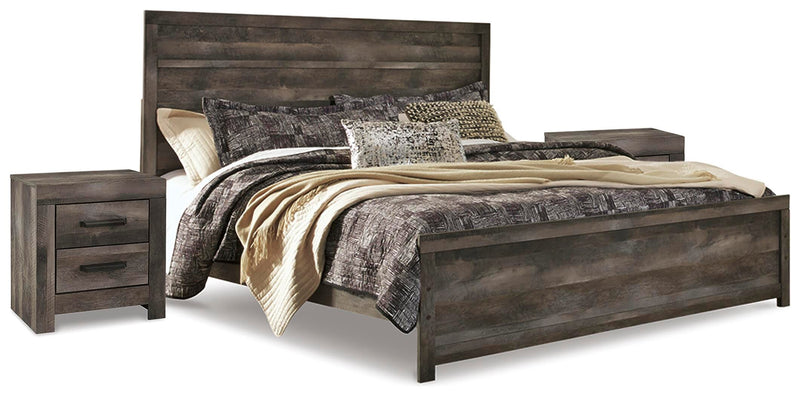Wynnlow Gray King Panel Bed and 2 Nightstands - B440B45