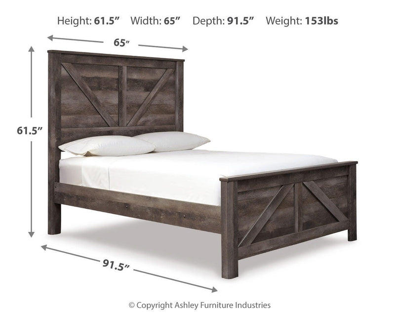 Wynnlow Gray Queen Crossbuck Panel Bed, Chest and Nightstand - B440B28