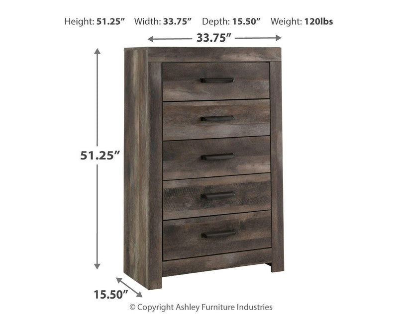 Wynnlow Gray Queen Crossbuck Panel Bed, Chest and Nightstand - B440B28