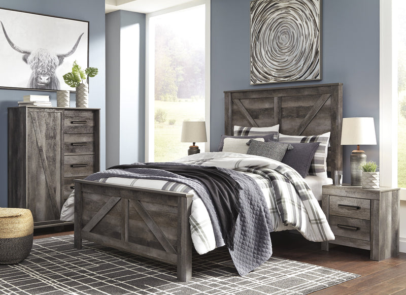 Wynnlow Gray Queen Crossbuck Panel Bed - Gate FurnitureQueen Bed