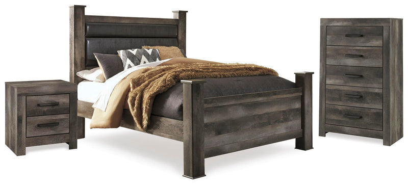 Wynnlow Gray Queen Poster Bed, Chest and 2 Nightstands - B440B30