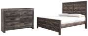 Wynnlow King Crossbuck Panel Bed with Dresser in Gray - PKG000722